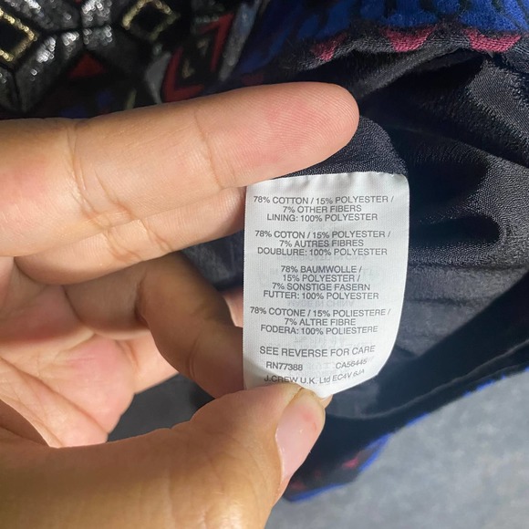 J. Crew Mini Dress 2 Small Blue Geometric Jacquard Fit And Flare Windowpane - Picture 9 of 11